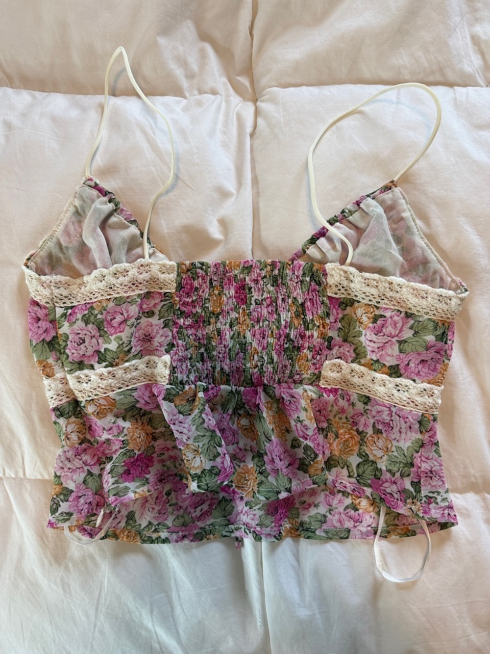 Princess Polly Floral Lace-Trim Cami in Pink & Cream - Picture 3 of 3